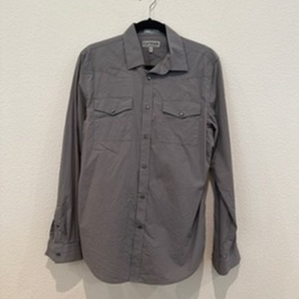 Express Button-Up Shirt – Gray (Men’s M, Fitted)